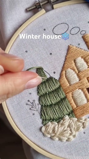Cozy Winter House ❄️🏠 | Embroidery Pattern #embroidery #tutorial #diy #christmas #handmade #craft