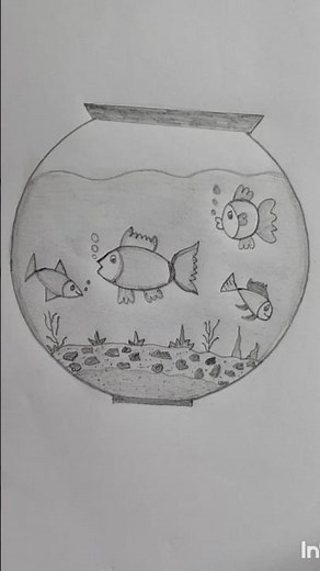 Fish Bowl Drawing #kidsvideo #drawing #fish #fishvideo #pencilsketch #sketch #fishaquarium