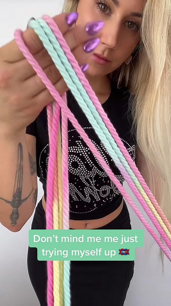 More tutorials? 🪢👩 Using the softest ever pastel rainbow silk bamboo Shibari rope! #ropebunny #shibaribeginner #bamboorope #selftieshibari #beginnershibari #pastelshibari