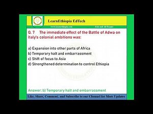 Ethiopia and the Horn, 1896 1941 | Model Exit Exam Questions for History and Heritage Management