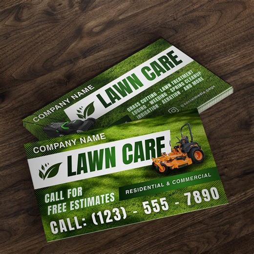 Custom Lawn Care Business Card Template Design, Yard Service, Landscaping Company Calling Card, CANVA - Etsy