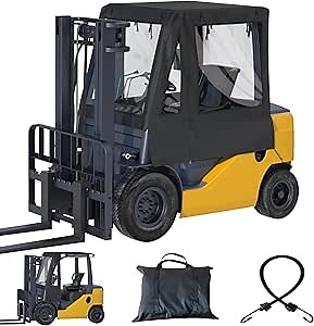 Forklift Cover 600D,Heavy Duty Waterproof Fabric+EVA Transparent,Suitable for Forklifts Weighing Up to 6,000lbs, All Weather Protection