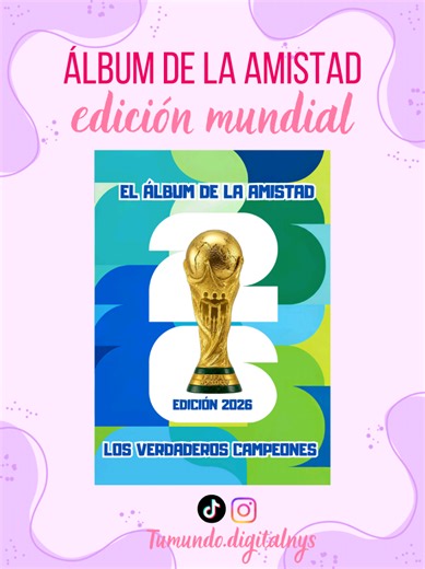 ⚽🌎 ¡Crea recuerdos inolvidables con nuestro Álbum de la Amistad Edición Mundial! Totalmente editable en Canva normal para que personalices fotos, nombres y mensajes a tu gusto. Ideal para sorprender a amigos, compañeros de clase o seres queridos con un detalle único y especial. 🤝💙 ✨ Fácil de editar ✨ Diseño temático mundialista ✨ Perfecto para cualquier ocasión 📩 Comenta tu país para más información. #mundial #plantillas #mundial2026🇲🇽🇺🇸🇨🇦 #albumdelaamistad #amistad