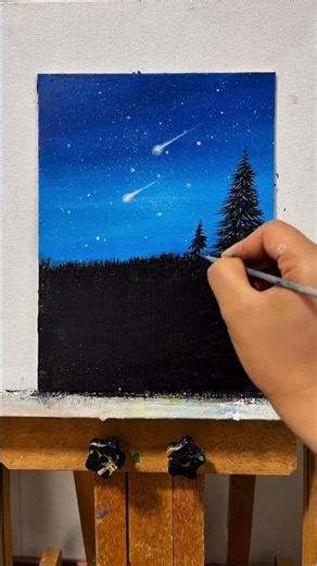 Easy painting video tutorial for beginners with cozy raining music #shorts #painting