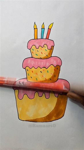 🎂 Cake Easy Drawing #drawing #papercraft #art #cake #shortsfeed #trending #howtodraw