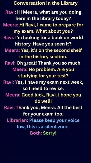 DAY-68| Conversation in the Library| Ravi & Meera’s Conversation | A Quiet Talk in the Library