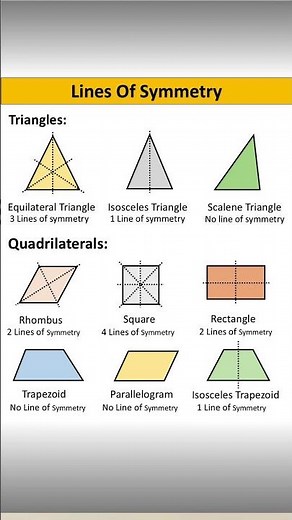 Lines of symmetry in triangles and quadrilaterals.