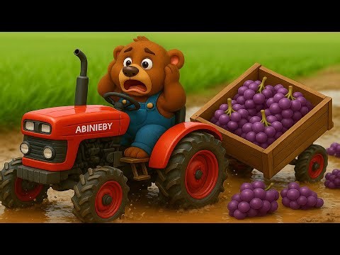 Farm Work: 🚜😱 Farmer Bear Panics as His Grape Tractor Faces a Shocking Accident! 🍇