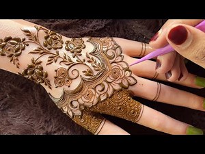 Beautiful stylish Mehndi Design for back hand / bold floral & dome style henna style #thouseenshenna