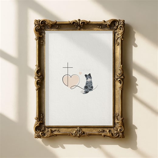 Blue Merle Shetland Sheepdog Christian Print, Dog Lover Gift, Cross and Heart (digital Download) - Etsy