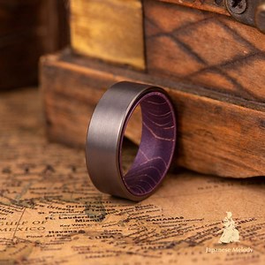 Japanese Sakura Wood Wedding Band — Unique Tungsten Men's Ring — Anniversary Gift — SAKURA KISU - Etsy