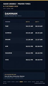 Saudi Arabia Prayer Times | 6–7 October 2026 🇸🇦 | 10 Major Cities