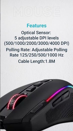 Redragon M612 Predator RGB Gaming Mouse – 11 Programmable Buttons, Custom DPI, and Ergonomic Design
