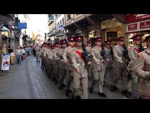 Freedom of City parade Gibraltar on 75th anniversary of founding of Royal Gibraltar Regiment.