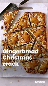 Gingerbread plus Christmas crack?! This is all our Christmas dreams come true! It's sugar and spice and everything nice. To get the recipe, click the link in the comments, or go to taste.com.au and search 'Gingerbread Christmas crack'. Recipe by @elisa_pie #christmasdesserts #christmasrecipes #gingerbreadrecipes #festivefood | Taste.com.au