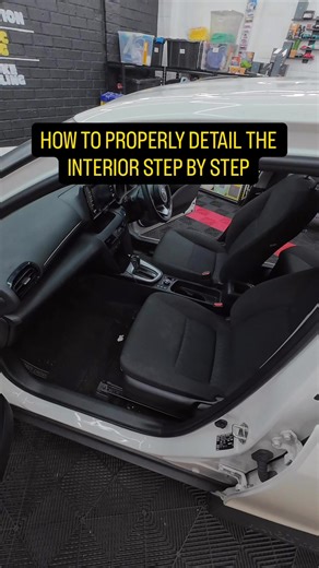 HOW TO PROPERLY DETAIL A CAR INTERIOR (STEP BY STEP) 🧼🚗 Save this — most people do it wrong. Step 1️⃣ Empty the car All personal belongings out. You can’t clean what you can’t see. Step 2️⃣ Blow out top-down (mats still in) Using a Tornador from headliner → vents → seams → carpets. Mats stay in so debris doesn’t get blown back onto clean carpet. Step 3️⃣ Remove mats Now they’re isolated and ready for a proper clean. Step 4️⃣ Thorough vacuum Focus on the bulk debris first. Crevices, rails, unde