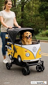 Take your pet on a retro ride with this VW Bus Pet Strollers! 🐶🚐 Stylish, fun, and perfect for adventures. #VWPetStroller #RetroPets #PetTravel | LuxArts
