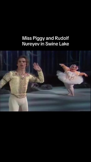 Always a classic 😂 Miss Piggy is performed by Graham Fletcher, a former soloist of the Royal Ballet. #rudolfnureyev #swanlake #misspiggy #muppets #ballet #swinelake #ballerina #balletjokes