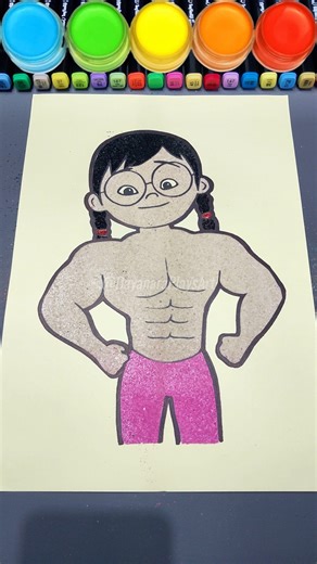 Meimei is said to be cute⁉️ Drawing and coloring with colored sand while telling stories