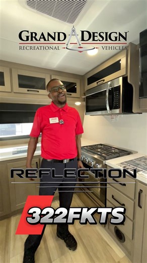 The front kitchen in the Reflection 322FKTS by Grand Design RV is a game changer! Check out our full walkthrough of this 2025 floor plan on our YouTube!  940-223-0433 | McClain's RV | Facebook