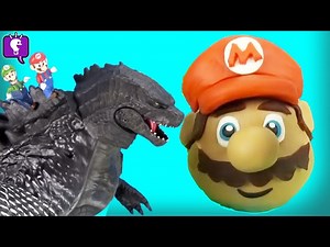 Mario Surpise Toys with Godzilla Yoshi on HobbyFamilyTV - Videos For Kids