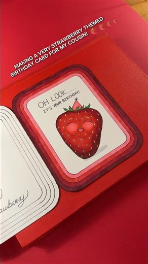 Making a very Strawberry themed Birthday Card for my Cousin! 🍓🍓🍓🍓 #ohlookastrawberry #cardmaking