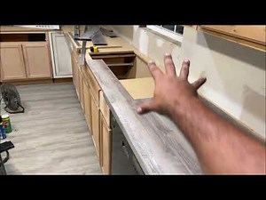 DIY custom kitchen countertops PART 2 USING FLOORING and the edge piece
