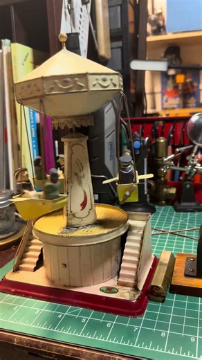 Doll. Flying Carousel (Fliegerkarussell), #726, circa 1930. Driven by Stuart 7a with Speed Reducer.