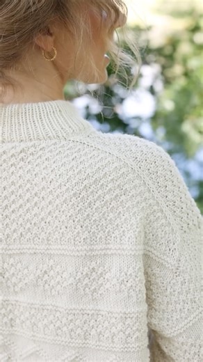 DROPS Design / Garnstudio on Instagram: "This is the White Echo Sweater - a gorgeous design featuring a textured pattern, double neckline and European shoulder, knitted with DROPS Lima ✨ Feeling inspired? Find the free pattern on our site by searching for White Echo Sweater or following the link in bio. #whiteechosweater #dropsdesign #dropsfan #freepattern #dropspattern #knitting"