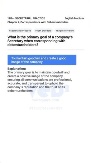 Secretarial Practice Chapter 7 Correspondence with Debentureholders