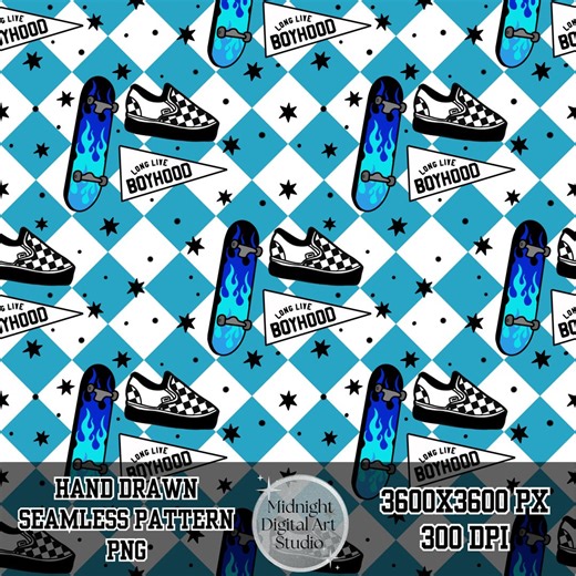 Skateboard Seamless Pattern PNG, Skater Checkered Digital Paper (digital Download) - Etsy