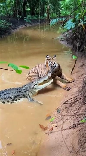 TIGER SAVES Boar From Crocodile?! 😱🐅 #Shorts #Wildlife