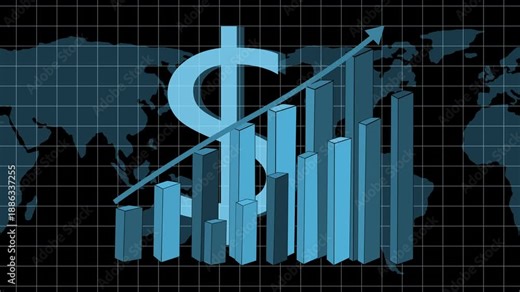 3D Bar Graph with Dollar Symbol on World Map 2026 Animation