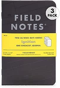 Field Notes: Ignition Edition 3 Pack - Two 26-Week Date Books - One Checklist Book - 3.5 x 5.5 Inch