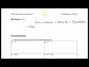12.2 Antiderivatives and the Indefinite Integral: Example 2