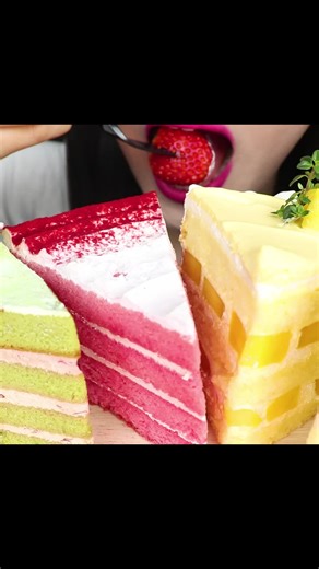 Jane's ASMR Cake Mukbang with Mango and Strawberry
