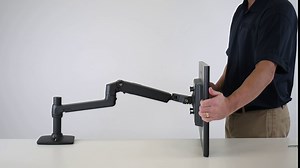 Amazon Basics Single Monitor Stand, Lift Engine Arm Mount, Silver