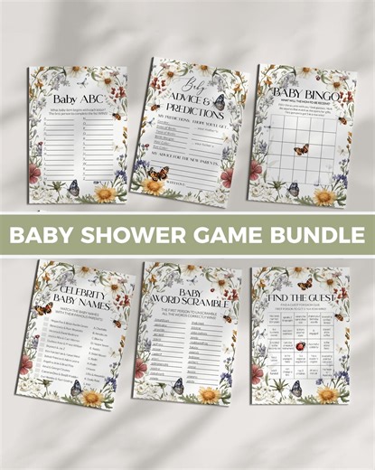 Love Bug Baby Shower Games Template Bundle, Wildflower Butterfly A Little Ladybug Theme 100LB-BSGAMEB - Etsy