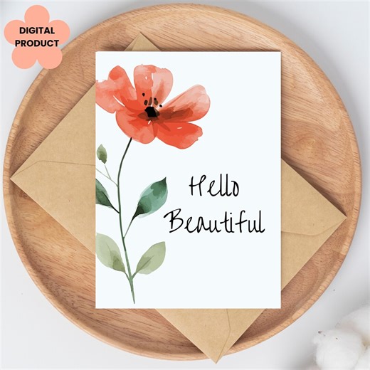 Purple Floral Watercolor Card: Printable PDF - Etsy