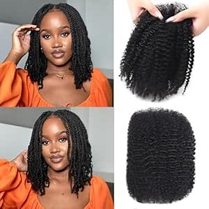 Afro Kinkys Human Hair Bulk 45g±5g/Pack Natural Black 100% Human Hair Soft 4C Afro Kinky Bulk Human Hair for Locs Extensions/Twists/Braids Can Dye and Bleach (Natural Black, 10 Inch)