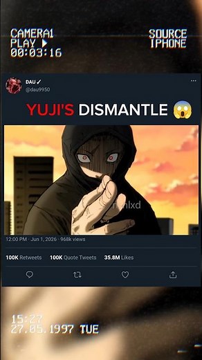 YUJI'S DISMANTLE 😱 | DAU | #jujutsukaisen #jjk #anime #animedit #yuji #yujiitadori #dismantle