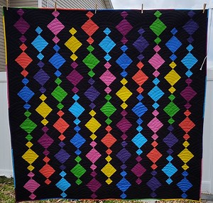 Rainbow Chandelier Full Size Quilt 70 in Square Black Red Orange Purple Green Aqua - Etsy