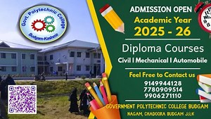 10K views · 88 reactions | Interested in Admissions for Session 2025-26! Government Polytechnic College Budgam invites aspiring students to apply for our 3-year Diploma Engineering Courses in: Civil Engineering Mechanical Engineering Automobile Engineering More Details☎️9149944128,7780909514 Ehsaan Reacts | Ehsaan Reacts | Facebook
