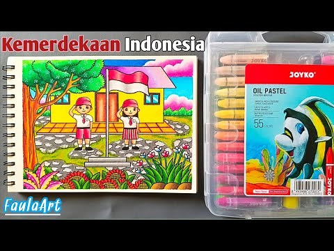 Indonesian Independence Day Coloring Tutorial with Oil Pastel | Crayon