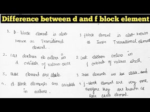 Difference between d and f block element || d and f block me anter || Deepak patel ||