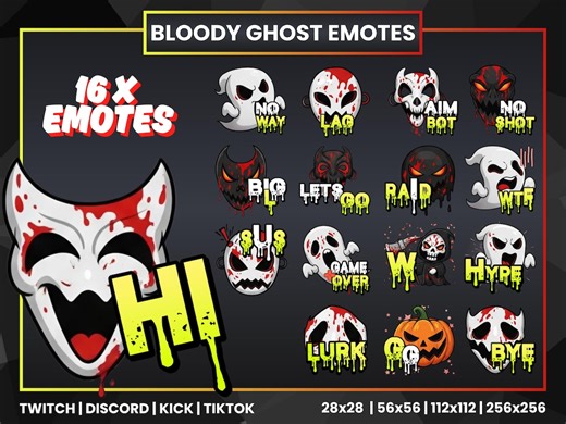 Bloody Ghost Emotes for Twitch | Spooky Horror Emote Pack (PNG Digital Download) - Etsy UK