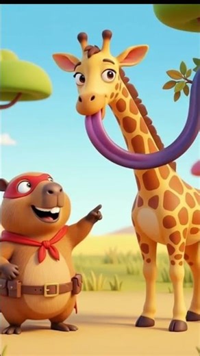 Why is its tongue PURPLE? 🦒💜 #KapiKidsWorld #shorts