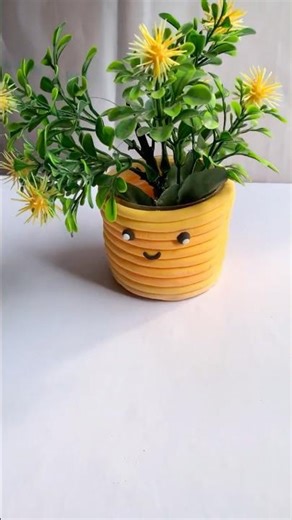 ✨Easy Clay Flower Pot 🌸 Dry For Room Decor | Clay Craft #diy #clayclay #clayflowerpot #shorts