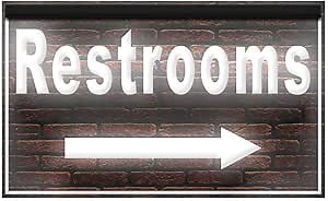 120169 Restrooms Right Arrow Toilet Washroom For Restaurant Cafe Shop Display LED Light Neon Sign (16" X 12", White)