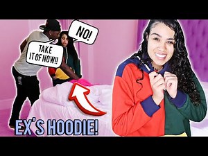 WEARING MY EX BOYFRIENDS HOODIE TO SEE HOW MY BOYFRIEND REACTS (HE THREW IT AWAY) 😭